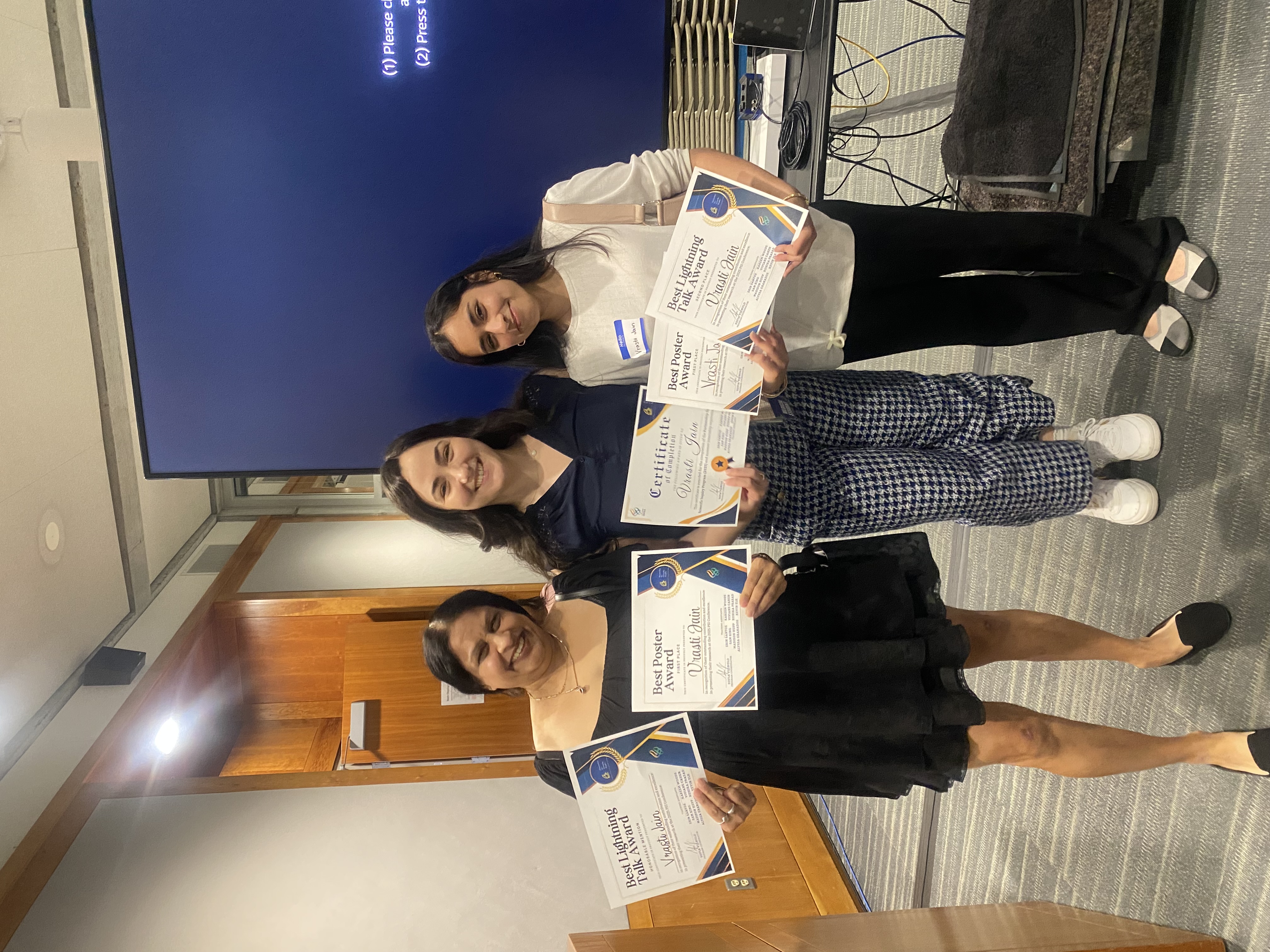 Vrasti's mom, Sofia (PSI director), and Vrasti proudly showcasing her many well-earned awards.