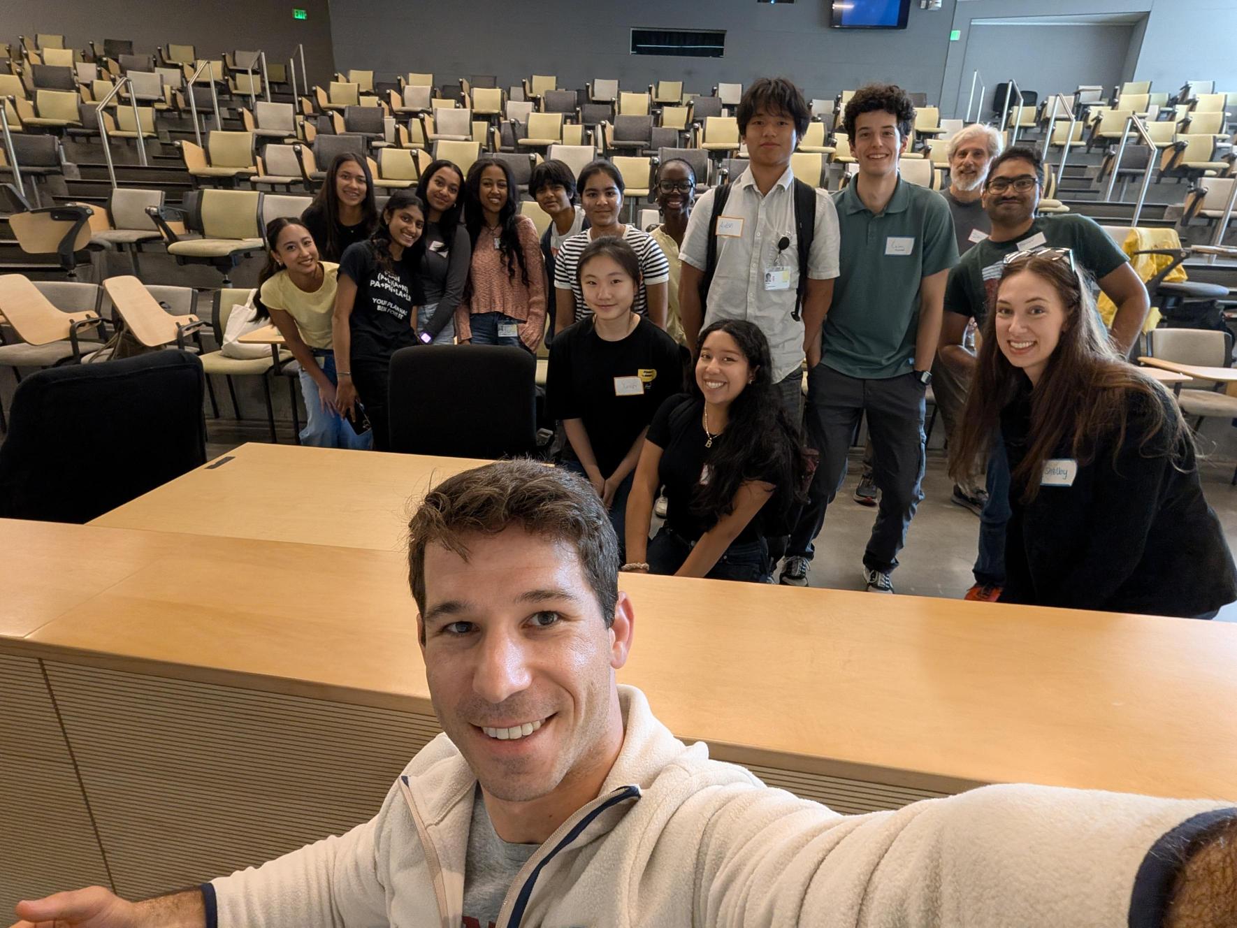 Students and instructors gathered during the biomedical engineering collaboration
